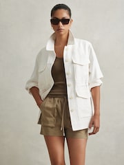 Reiss Khaki Violet Scoop Neck Jersey Vest Top - Image 5 of 6