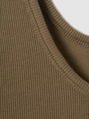 Reiss Khaki Violet Scoop Neck Jersey Vest Top - Image 6 of 6