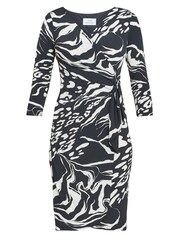 Gina Bacconi Bianca Printed Jersey Ruffle Black Dress - Image 5 of 5