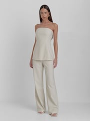 4th & Reckless Cream Liana Linen Look Longline Corset Top - Image 1 of 4
