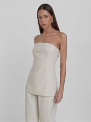 4th & Reckless Cream Liana Linen Look Longline Corset Top - Image 3 of 4