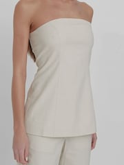 4th & Reckless Cream Liana Linen Look Longline Corset Top - Image 4 of 4