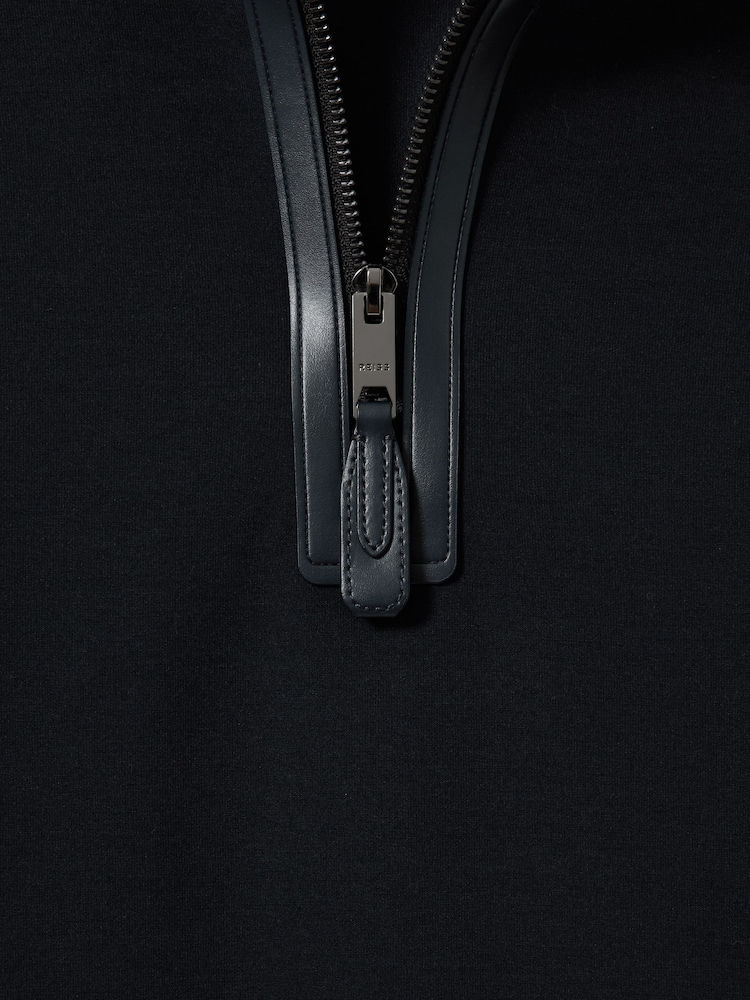 Reiss Navy Blue Hale Contrast Half-Zip Funnel Neck Jumper - Image 5 of 5