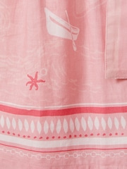 Reiss Pink Print Eliza 9-13 yrs Cotton-Linen Capped Sleeve Belted Dress - Image 4 of 4