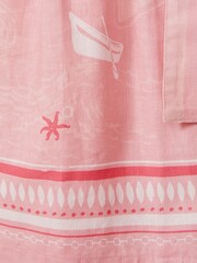 Reiss Pink Print Eliza 13-14 yrs Cotton-Linen Capped Sleeve Belted Dress - Image 4 of 4