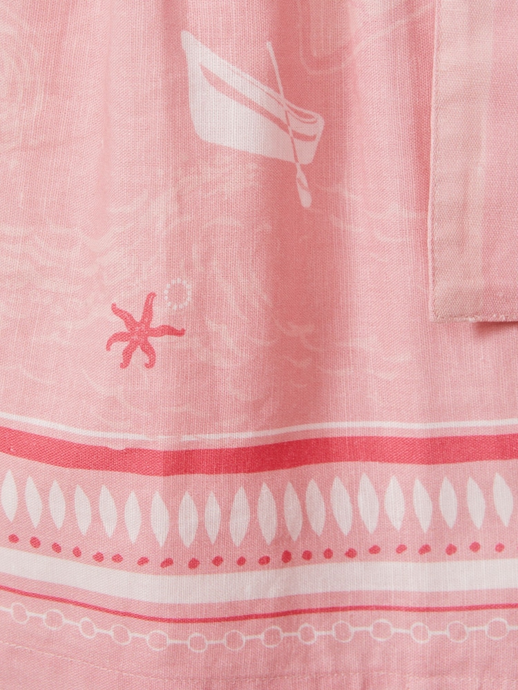 Reiss Pink Print Eliza 13-14 yrs Cotton-Linen Capped Sleeve Belted Dress - Image 4 of 4