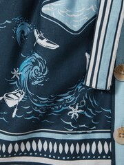 Reiss Blue Print Hettie 4-9 yrs Cotton-Linen Flared Sleeve Dress - Image 4 of 4