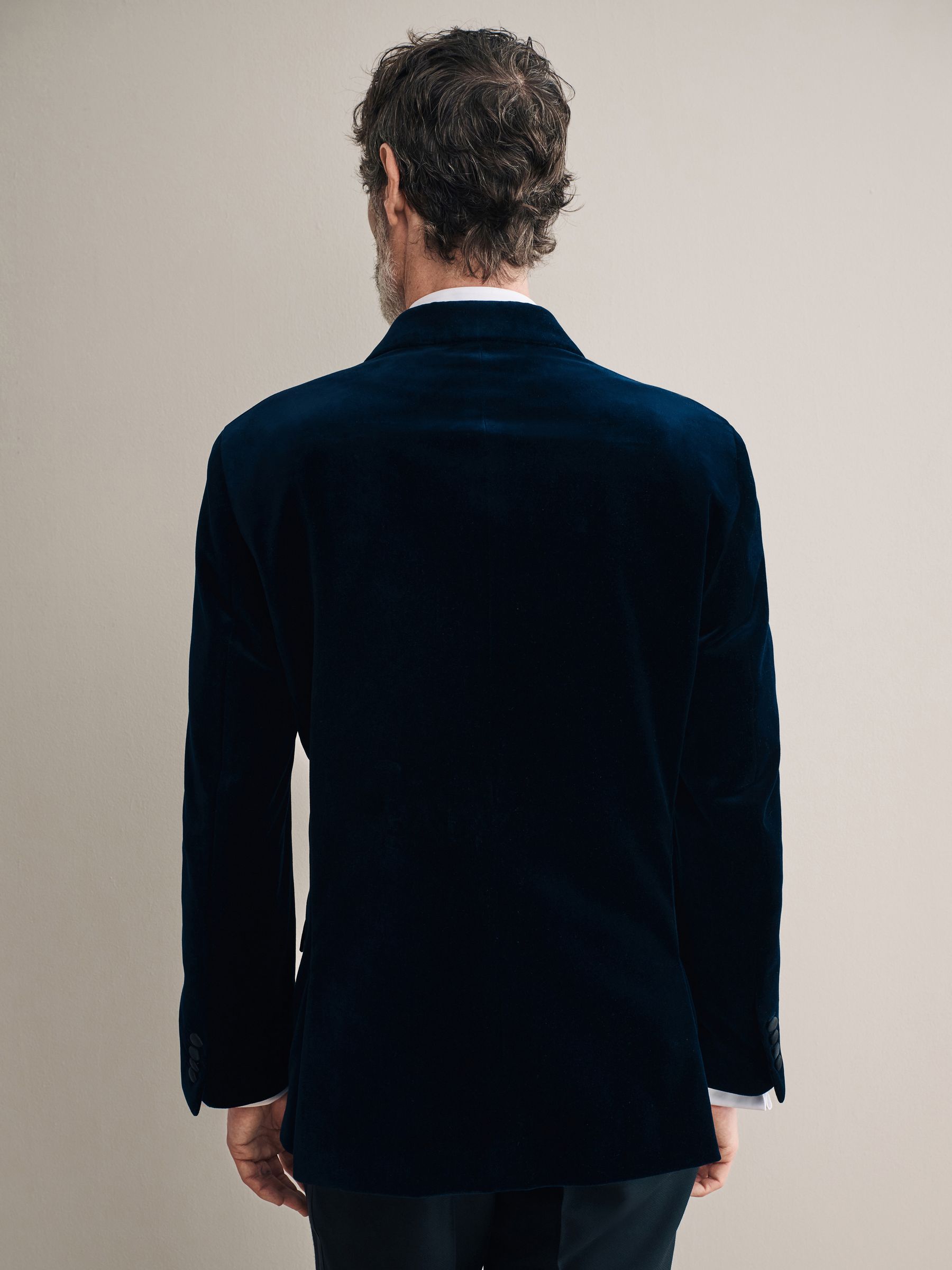 Buy Navy Blue Regular Fit Signature Pontoglio Italian Velvet