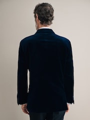 Bleu marine - Ajustement régulier - Signature Pontoglio Italian Fabric Velvet Blazer - Image 3 de 9
