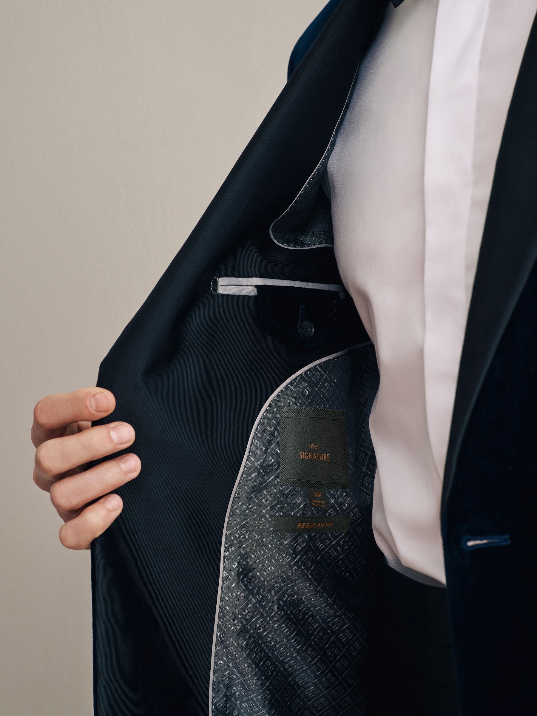 Buy Navy Blue Regular Fit Signature Pontoglio Italian Velvet