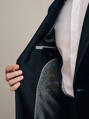 Bleu marine - Ajustement régulier - Signature Pontoglio Italian Fabric Velvet Blazer - Image 4 de 9