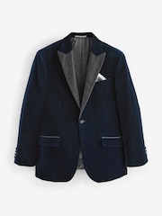Bleu marine - Ajustement régulier - Signature Pontoglio Italian Fabric Velvet Blazer - Image 5 de 9