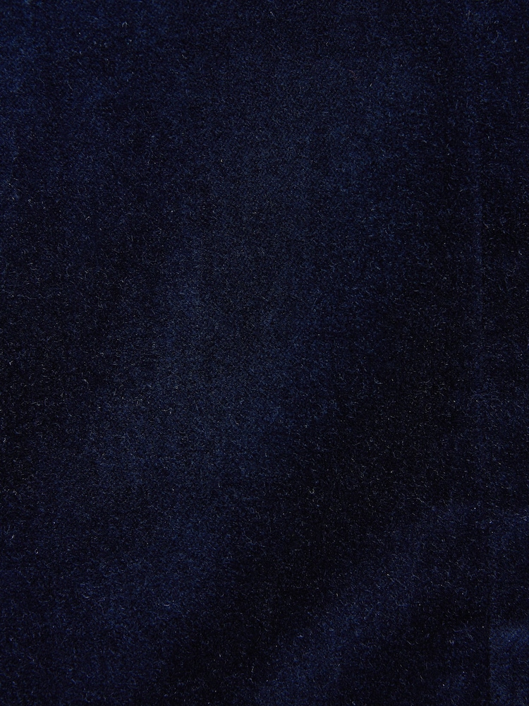 Navy Blue Regular Fit Signature Pontoglio Italian Fabric Velvet Blazer - Image 6 of 9