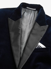 Bleu marine - Ajustement régulier - Signature Pontoglio Italian Fabric Velvet Blazer - Image 7 de 9