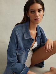 Reiss Mid Blue Clayton Denim Overshirt - Image 1 of 5