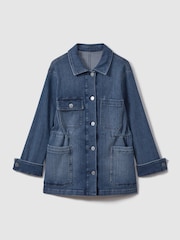 Reiss Mid Blue Clayton Denim Overshirt - Image 2 of 5