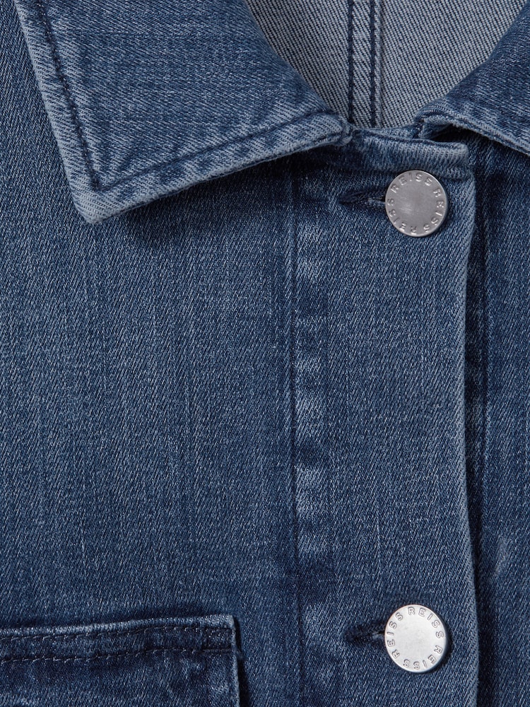 Reiss Mid Blue Clayton Denim Overshirt - Image 5 of 5