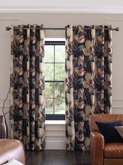Collection Luxe Linen Blend Contemporary Floral Eyelet Lined Curtains - Bild 2 von 5