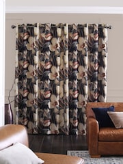 Collection Luxe Linen Blend Contemporary Floral Eyelet Lined Curtains - Bild 3 von 5