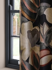 Collection Luxe Linen Blend Contemporary Floral Eyelet Lined Curtains - Bild 4 von 5