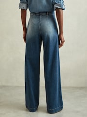 Reiss Mid Blue Kira Front Pocket Wide Leg Jeans - Image 5 of 6
