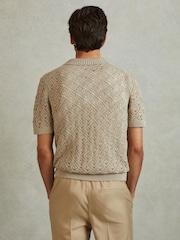 Reiss Stone Corsica Crochet Cuban Collar Shirt - Image 5 of 6