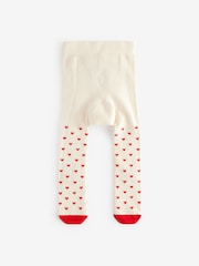 Ecru Cream/Red Hearts And Bow Christmas Bow Baby Tights (0mths-2yrs) - Image 2 of 3