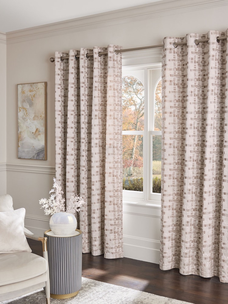 Lustre Jacquard-gefütterte Vorhänge mit Ösen - Bild 2 von 6