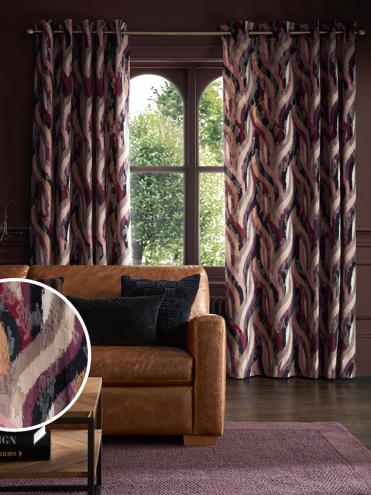 Cortinas revestidas abstratas de veludo com corte de ilhós pesados da coleção Luxe Heavyweight - Imagem 2 de 5