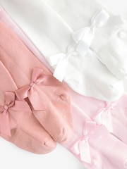 Pinks & Cream Baby Bow Tights 3 Pack (0mths-2yrs) - Image 6 of 6