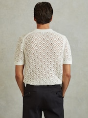 Reiss White Corsica Crochet Cuban Collar Shirt - Image 4 of 5
