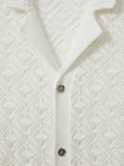 Reiss White Corsica Crochet Cuban Collar Shirt - Image 5 of 5