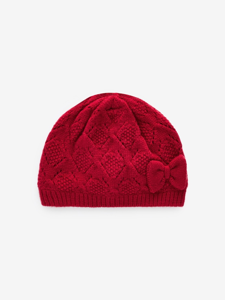 Красный - Baby Pointelle Knitted Beanie (0mths-2yrs) - Изображение 1 из 4