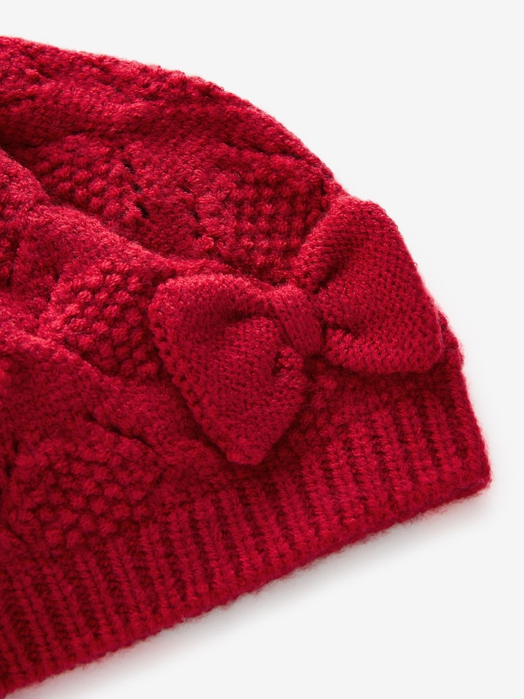 Красный - Baby Pointelle Knitted Beanie (0mths-2yrs) - Изображение 4 из 4