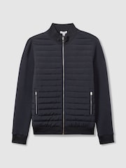 Reiss Navy Freddie Hybrid Quilt and Interlock Jersey Zip-Through Jacket - Image 2 of 5