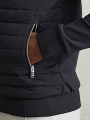 Reiss Navy Freddie Hybrid Quilt and Interlock Jersey Zip-Through Jacket - Image 3 of 5