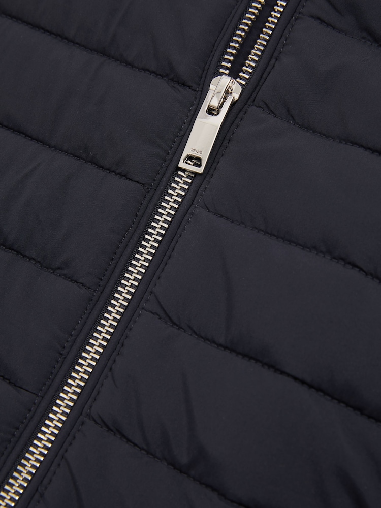 Reiss Navy Freddie Hybrid Quilt and Interlock Jersey Zip-Through Jacket - Image 5 of 5