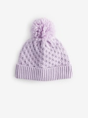 Lilac Waffle Knit Baby Pom Hat (0mths-2yrs) - Image 1 of 5