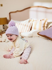 Lilac Waffle Knit Baby Pom Hat (0mths-2yrs) - Image 2 of 5