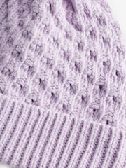 Lilac Waffle Knit Baby Pom Hat (0mths-2yrs) - Image 5 of 5
