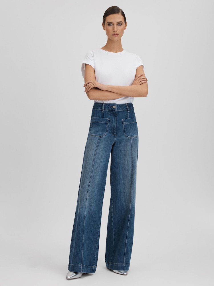 Reiss Kira Jeans mit weitem Bein und Tasche vorn - Bild 1 von 7