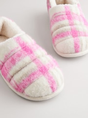 Pink Check Faux Fur Quilted Shoot Slippers - Image 6 of 7