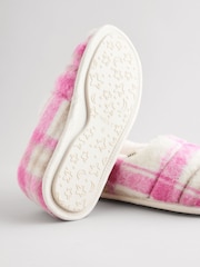 Pink Check Faux Fur Quilted Shoot Slippers - Image 7 of 7