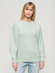 Superdry Mint Green Relaxed Fit Essential Logo Sweatshirt - Image 1 of 5