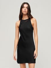 Superdry Black Satin Racer Mini Dress - Image 1 of 4