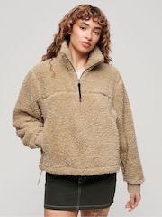 Superdry Light Brown Supersoft Zip Henley Jumper - Image 1 of 3