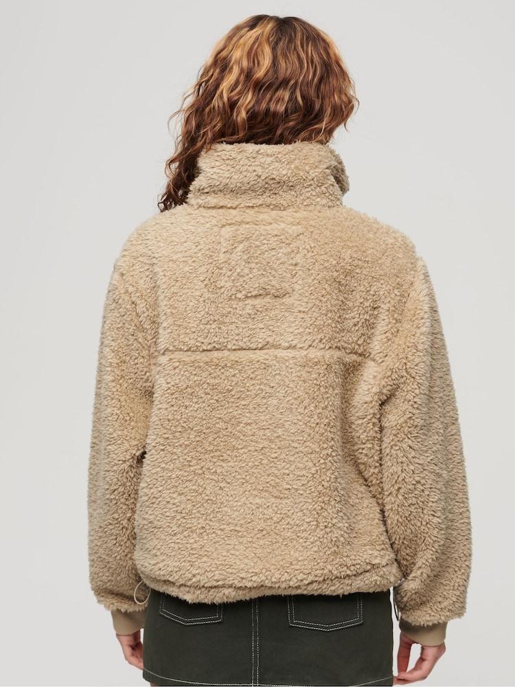 Superdry Light Brown Supersoft Zip Henley Jumper - Image 3 of 3