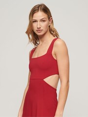 Superdry Red Jersey Cutout Midi Dress - Image 3 of 6