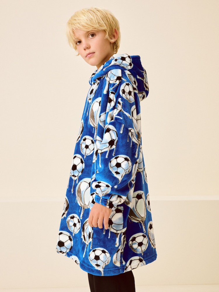 Cobalt Blue Football Fleece Hooded Blanket (3-16yrs) - Image 2 of 7