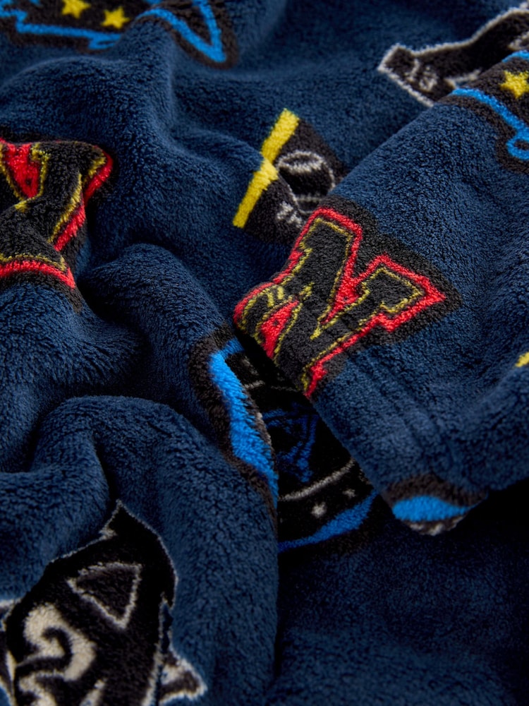 Navy Blue Varsity Fleece Hooded Blanket (3-16yrs) - Image 7 of 7